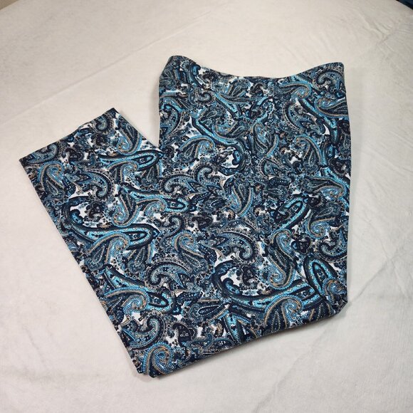 Michael Kors Women Size 2  Flat Front Straight Leg Stretch Capri Pants Blue--19 - Picture 3 of 11